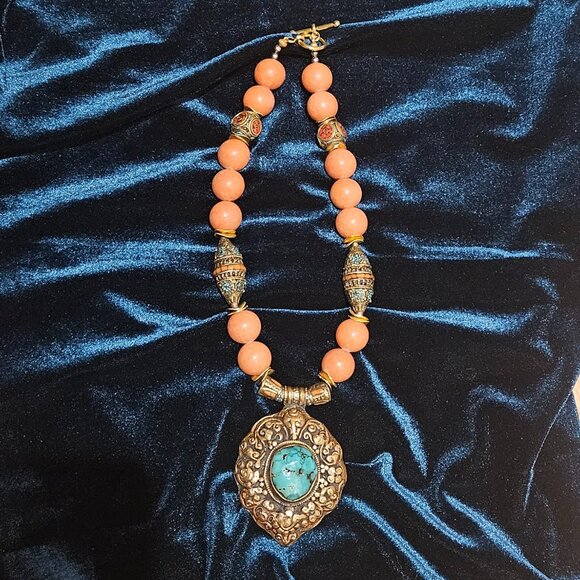 Handmade One-of-a-Kind Artisan Gemstone Statement Necklace - Picture 1 of 6
